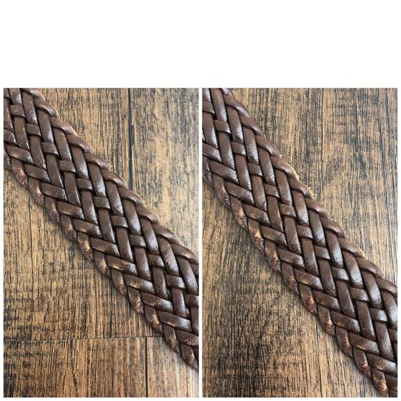 Vintage Woven Leather Belt Ornate Floral Buckle Jennifer Graham Size Small Brown - Picture 7 of 13